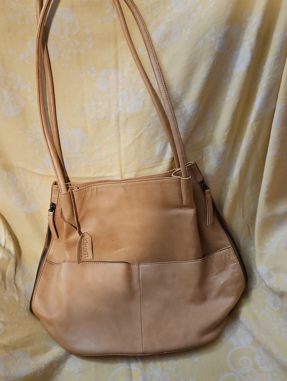 Genuine Leather Tan Shoulder Bag - Women